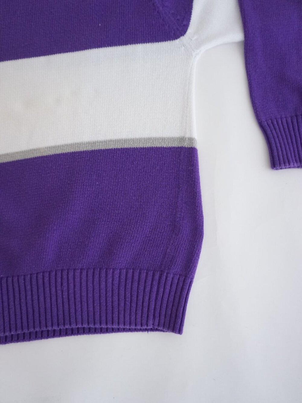 Vintage Main River Purple White Stripe Knit Sweater Cotton Crewneck Large - Picture 6 of 9